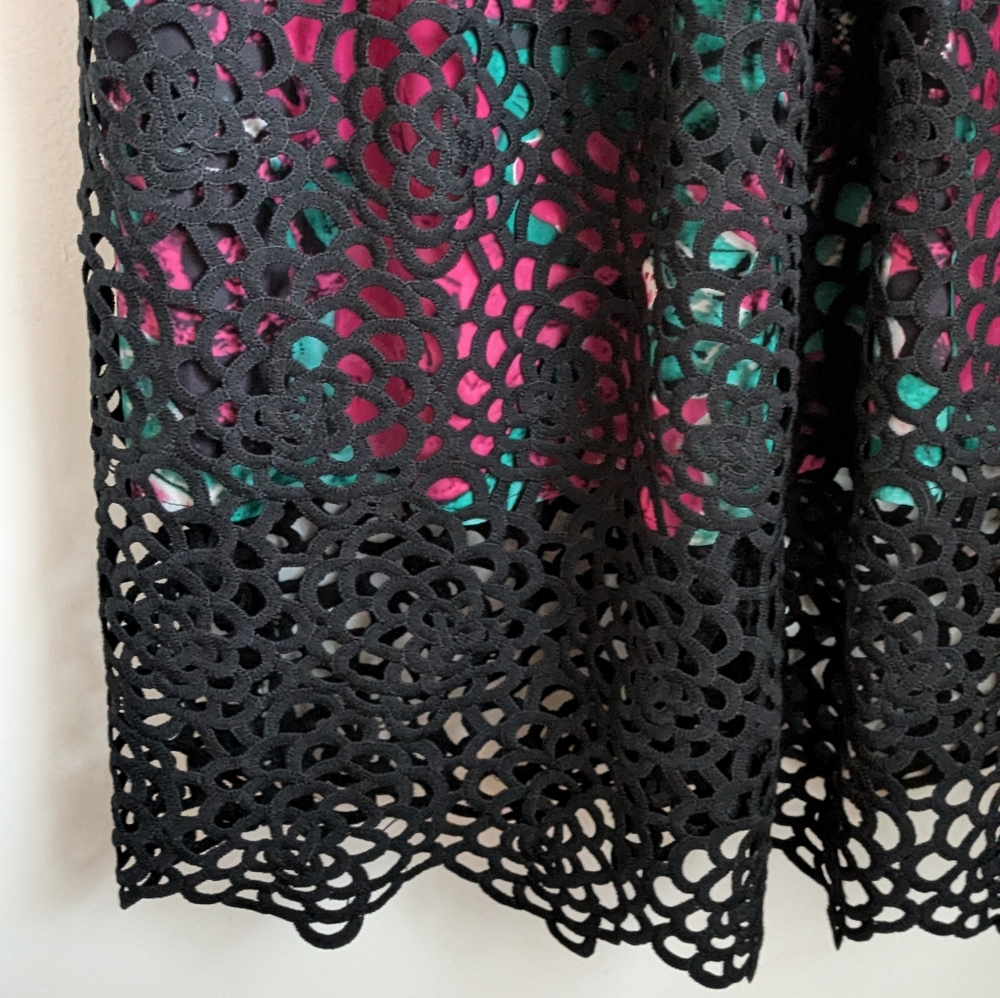 Anthropologie Black Crochet Lace "Terrace Sheeth Dress" by Wolven Pockets 10 - Picture 7 of 16